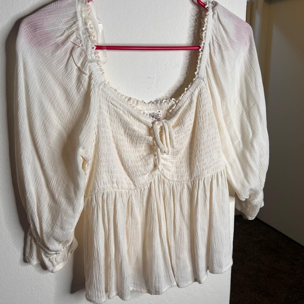 Self Esteem Cream Smocked Blouse